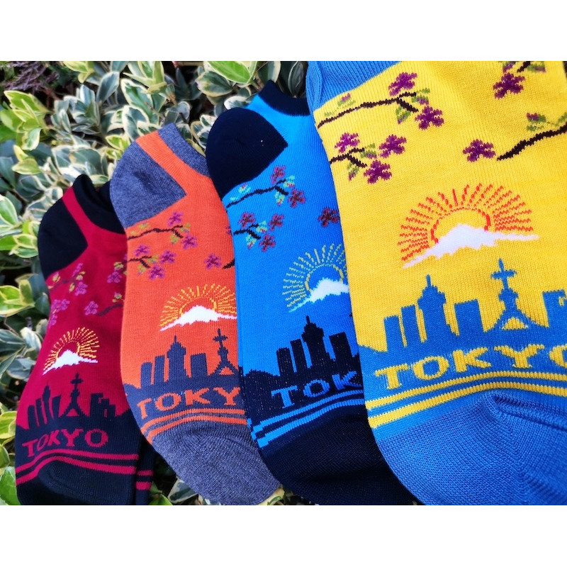 Men’s EU 39 - 43 Anti odor Bamboo Summer Ankle Socks Tokyo design Soft breathable Set of 4 Pairs
