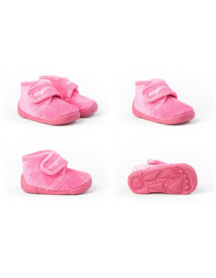 Made in Spain EU20-23 Baby Girl Non Slip Velcro Bootie Shoes Fuchsia