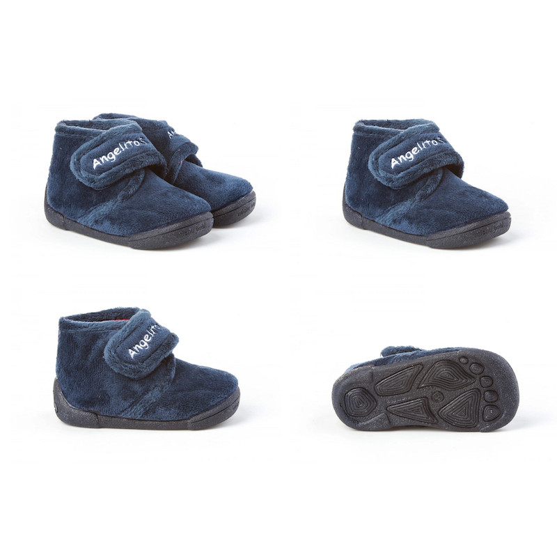 Made in Spain EU20-23 Baby Boy Non Slip Rubber sole Velcro Bootie Shoes Marino