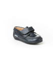 Made in Spain School EU23-EU29 Napa Leather Nautical Boat Shoes Single Strap Velcro non Slip Rubber Marino 