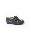 Made in Spain School EU23-EU29 Napa Leather Nautical Boat Shoes Single Strap Velcro non Slip Rubber Marino 