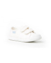 Made in Spain White Canvas EU25-EU30 Sneakers velcro closure non Slip Rubber