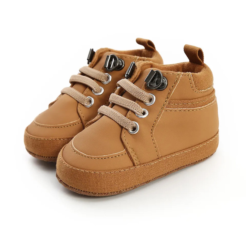 Baby boots 6M-18M Fashion PU high top ankle boots prewalker Brown