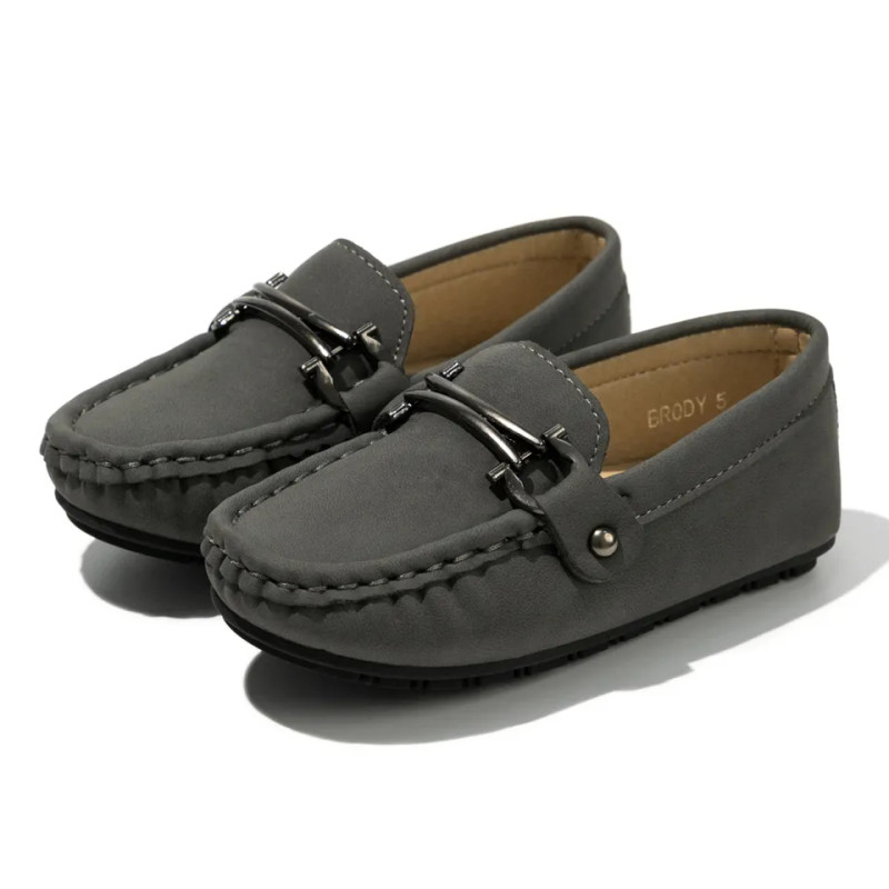 Toddler Moccasin Shoes EU22-25 Size Suede leather Rubber anti slip Dark Grey