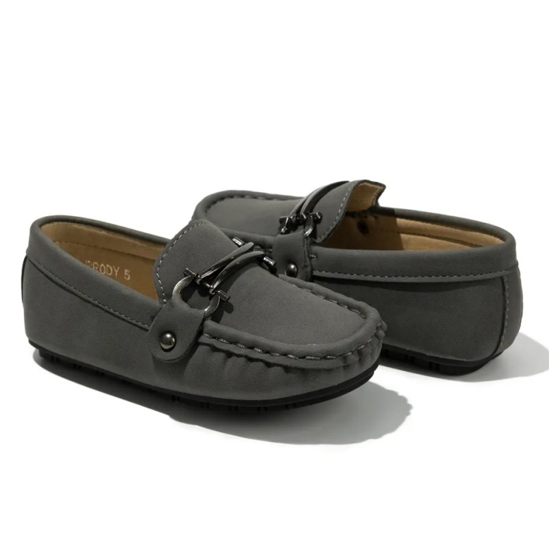 Toddler Moccasin Shoes EU22-25 Size Suede leather Rubber anti slip Dark Grey