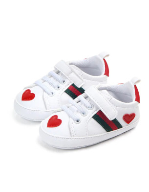 Baby shoes 6–18-month pu Anti-slip sneakers White Red Heart