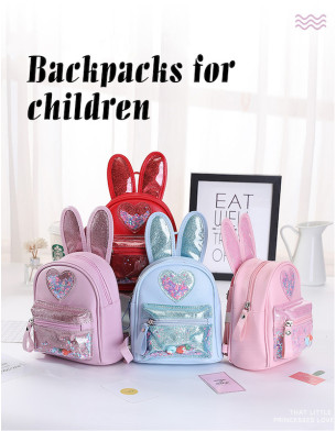 Girls mini backpack purse with cute rabbit design Waterproof Reflective Bunny Bag