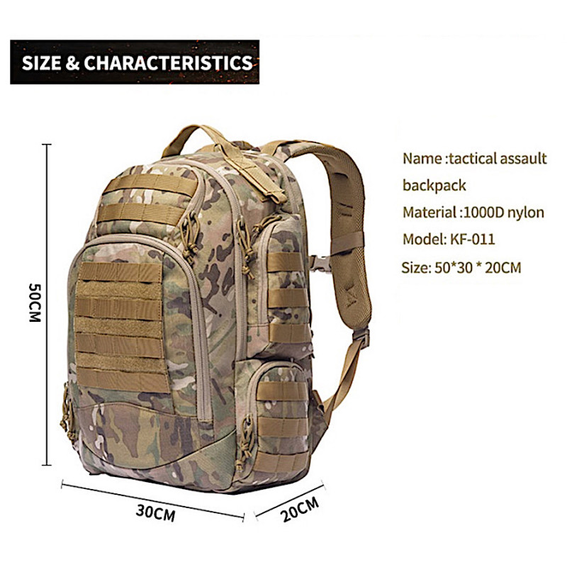 Outdoor bag waterproof hiking 1000D nylon multifunctional tactical molle backpack 