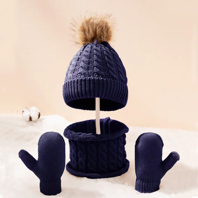 Handmade 4y-8y crochet knitted children kids winter Beanie neck warmer gloves