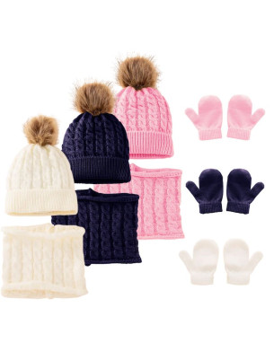 Handmade 4y-8y crochet knitted children kids winter Beanie neck warmer gloves. 