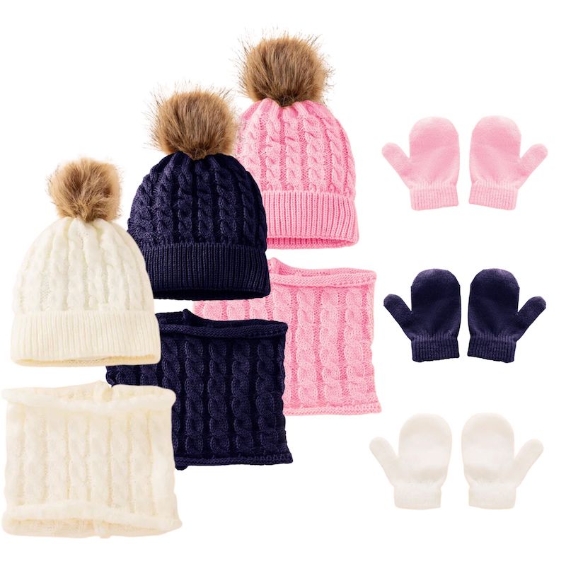 Handmade 4y-8y crochet knitted children kids winter Beanie neck warmer gloves. 