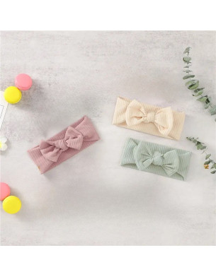 Knitted Organic Cotton baby Headbands 0-3 Months Set of 3 colors  