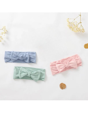 High Elastic Rayon Plain 0-3M Knotted Baby Headbands set of 3 colors
