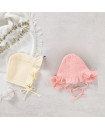 Organic Cotton Vintage Muslin Baby Bonnet white pink 