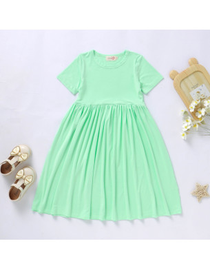 Girls 2T-10Y Summer Bamboo Twirl Dress Short Sleeve Mint Green