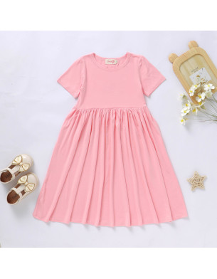 Girls 2T-10Y Summer Bamboo Twirl Dress Short Sleeve Pink