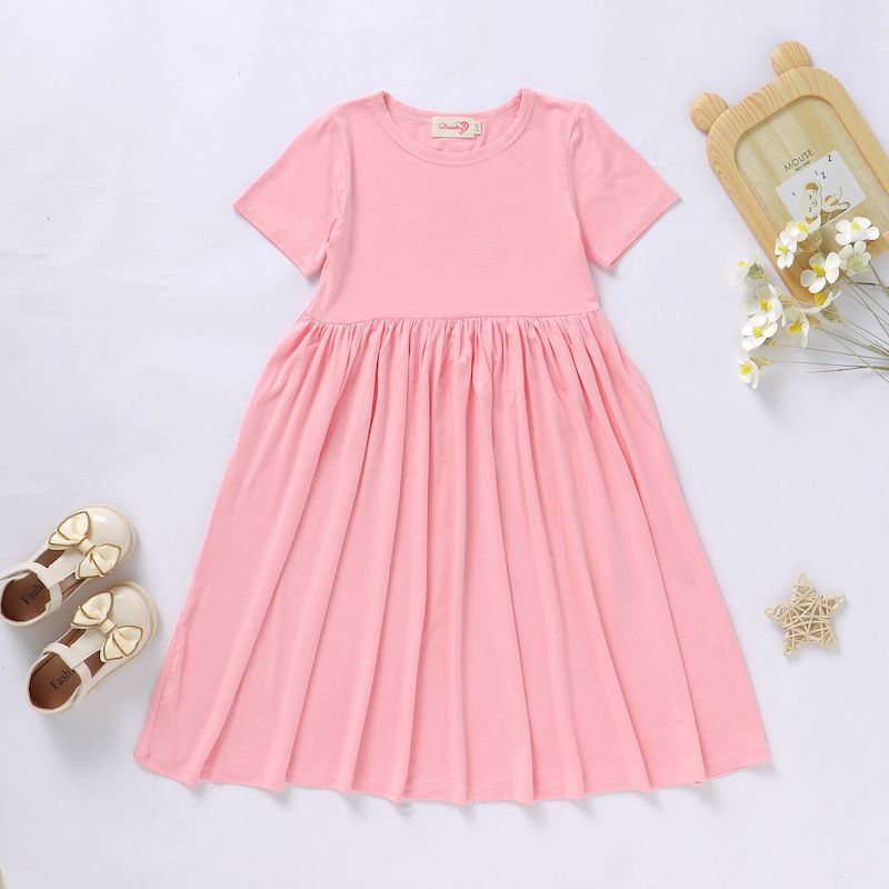 Girls 2T-10Y Summer Bamboo Twirl Dress Short Sleeve Pink