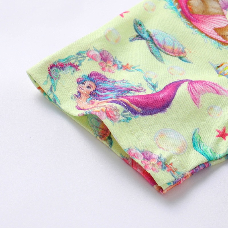 Mermaid Organic Cotton Girls Twirl Dress 2Y-10Y short sleeve 
