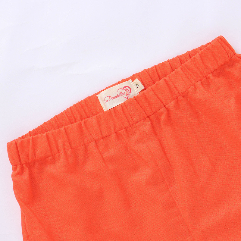Soft 12M-5Y Linen Organic Cotton Long Pants Summer Spring Red color 