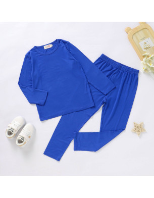 Super Soft and cool 12M-10Y Bamboo Pajamas Summer Children Sleepwear home wear Set Cozy BLUE 