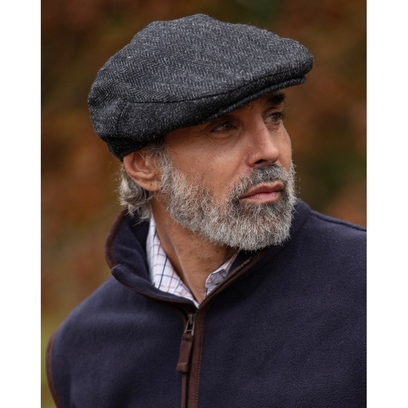 Made in UK Timeless classic Harris Tweed Oakmoor Flat Cap Color Gun Metal