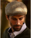 Made in UK Harris Tweed Edward Flat Cap With Foldable Ear Flaps Moss Green