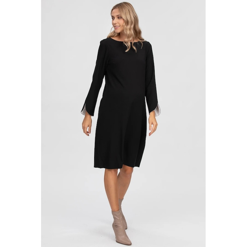 Made in Italy CORSO VERCELLI Black Maternity Dress with Contrasting Cuffs