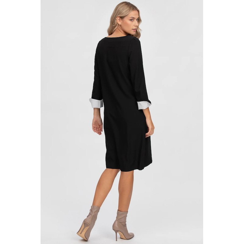 Made in Italy CORSO VERCELLI Black Maternity Dress with Contrasting Cuffs