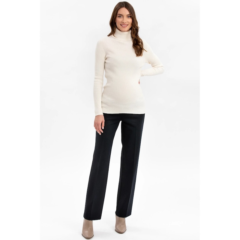 Made in Italy AURORA White Ribbed Maternity Turtleneck