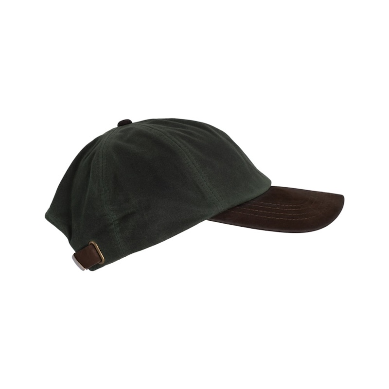 Made in UK Wax Stallington Baseball Cap with Suede Leather Peak One Size Olive
