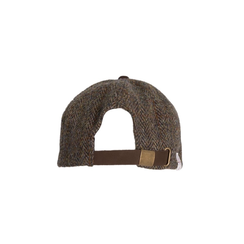 Made in UK Harris Tweed Baseball Cap with Suede Leather Peak One Size Charcoal