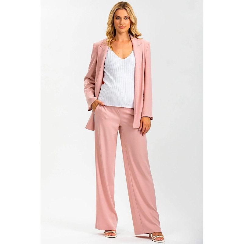 Made in Italy FREDDIE Soft Pink Straight Leg Maternity Pants