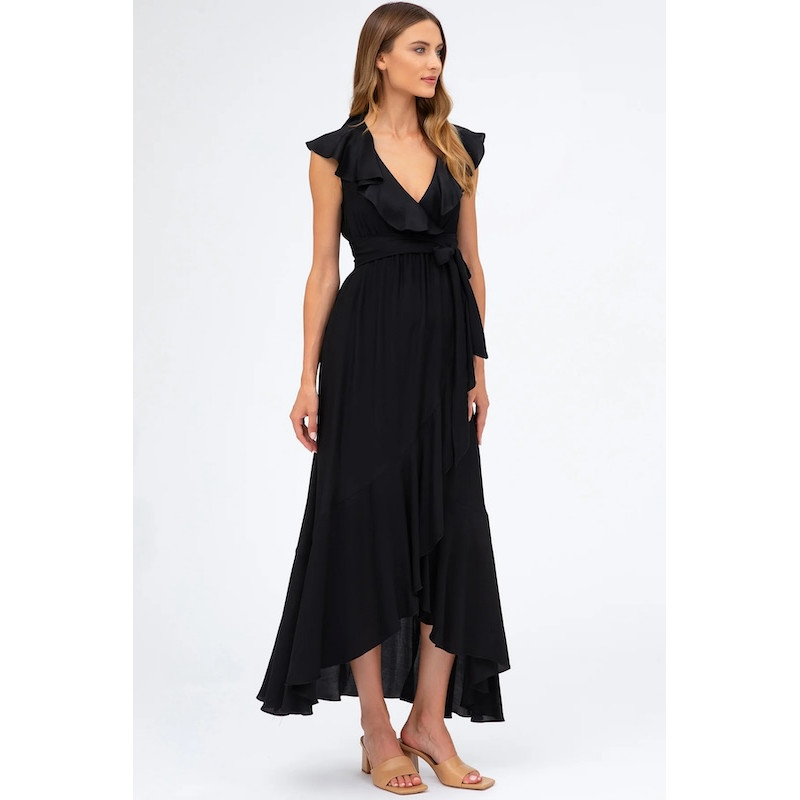 Made in Italy DOROTHEA Black Maternity Dress with Ruffles
