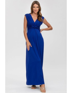 Made in Italy PAPAVER Maternity and Nursing Maxi Dress in Sapphire Blue