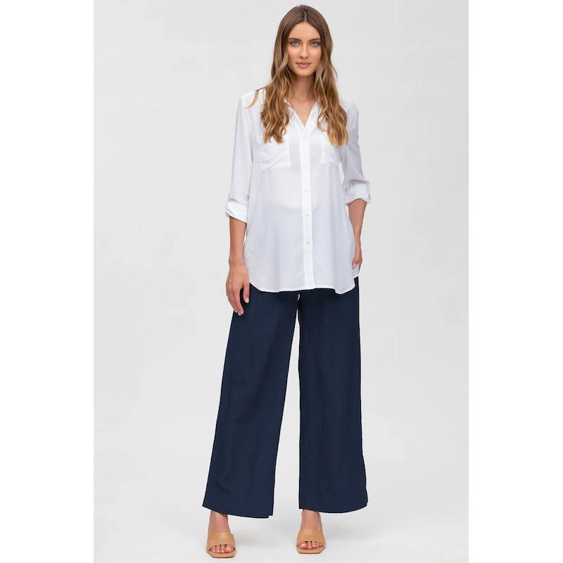 Made in Italy JOSEPH Blue Linen Maternity Pants