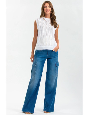 Made in Italy Wide Leg Maternity Jeans with Side Pockets