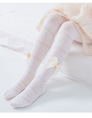 Girls Pack of 3 Cotton Tights Thin Hollowed Net Summer with Bowknot 1Y-8Y