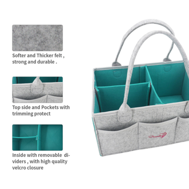 GREY Baby Diaper Caddy Organizer Nursery use Foldable Lightweight for Girls Boys Portable Baby Shower Gift Basket Travel Tote Car