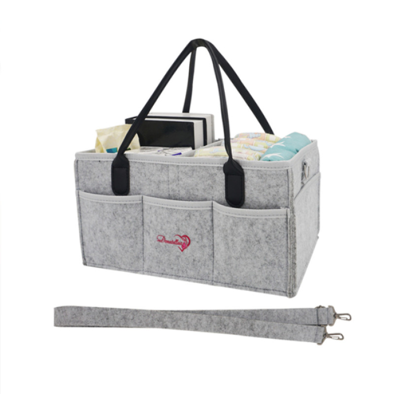 GREY Baby Diaper Caddy Organizer with STRAPS Nursery use Foldable Lightweight Portable Newborn Baby Shower Gift Travel Tote Car