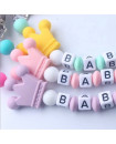 Set of 2 Silicone Baby Pacifier Clips Koala Holder for Baby Teething Soother Chew Toy Pink , Mint Green