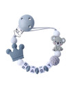 Set of 2 Silicone Baby Pacifier Clips Koala Holder for Baby Teething Soother Chew Toy Sky Blue , Grey