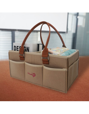 Light Brown" Diaper Caddy Organizer: Nursery use, Foldable, Lightweight,Large Caddy Organizer for Girls and Boys Portable,Baby Shower Gift Basket-Travel Tote Car Plus Set of 4 Door Hanger Organizer