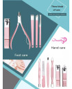 Pink Manicure Set, 18 in 1 Stainless Steel Grooming Kit Professional Pedicure set 