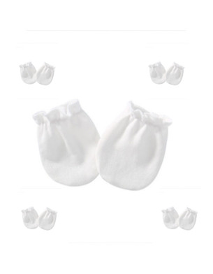 Set of 5 Pairs Cotton High quality No Scratch Baby Gloves Mittens 0-6M