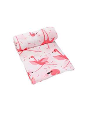 Flamingo Design Muslin Swaddle Blankets - Organic 100% Cotton, soft and Hypoallergenic