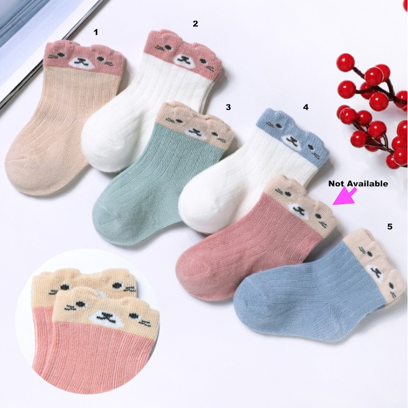 100% Cotton Baby Socks Age 0-6 Months Set of 5 Pairs 