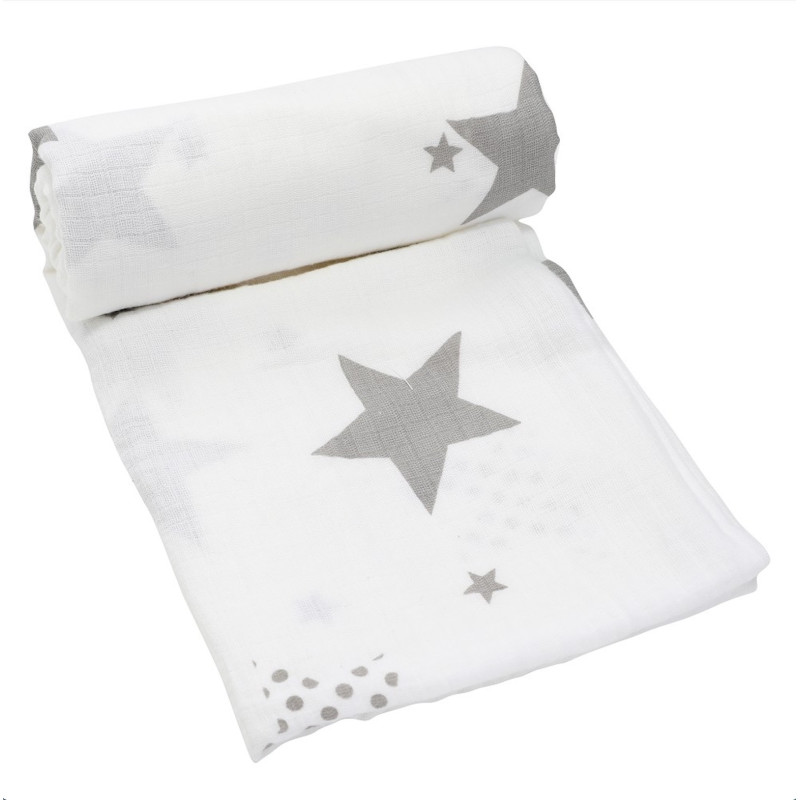 Unisex Star Design Silky Soft Bamboo 75% Bamboo 25% Cotton Breathable Muslin Swaddle- Multi uses Crib Blanket, Nursing Cover,Stroller Cover,Burp Cloth                              